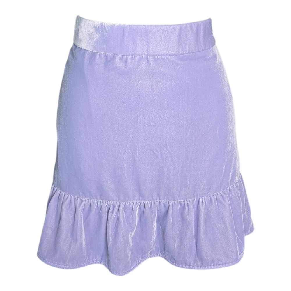 J Crew Womens Coquette Velvet Mini Skirt Size M Purple Ruffle Twee Preppy NWT